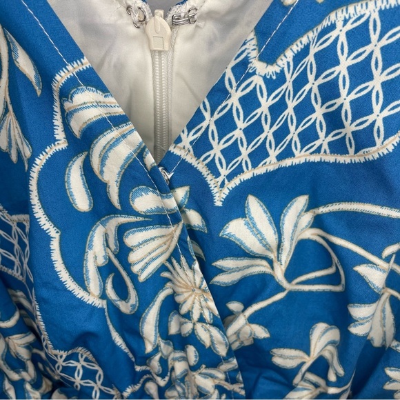 Moon River Blue & White Border Print Ruffle Tie Strap Midi Dress | Size S​ - Picture 5 of 11